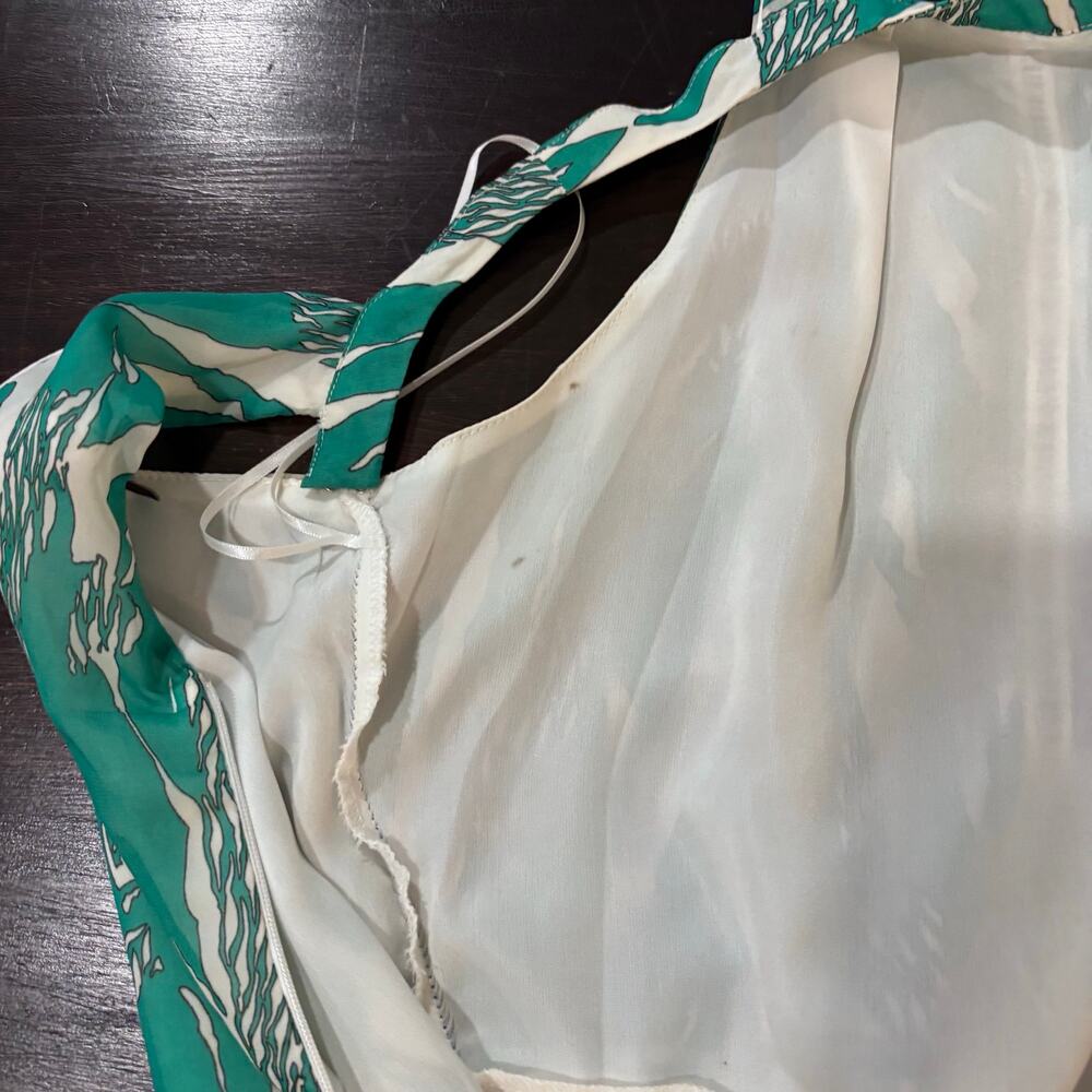 Adelyn Rae "Layne" Abstract Green & White Halter Peplum Midi Dress- M Eclectic - Picture 7 of 7